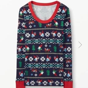 NEW Hanna Andersson Women's Gnome Holiday Print Scoopneck Sz M Pajama Top